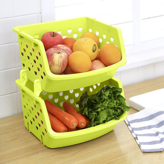 Plastic Vegetable Storage Basket | Ventilated Kitchen Fruit & Vegetable Organizer