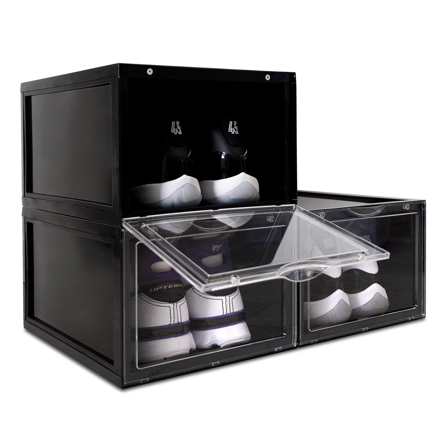 Shoe Organizer Box | Stackable Transparent Shoe Storage Box with Front Opening