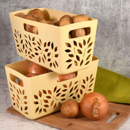 Plastic Vegetable Storage Basket | Ventilated Kitchen Fruit & Vegetable Organizer