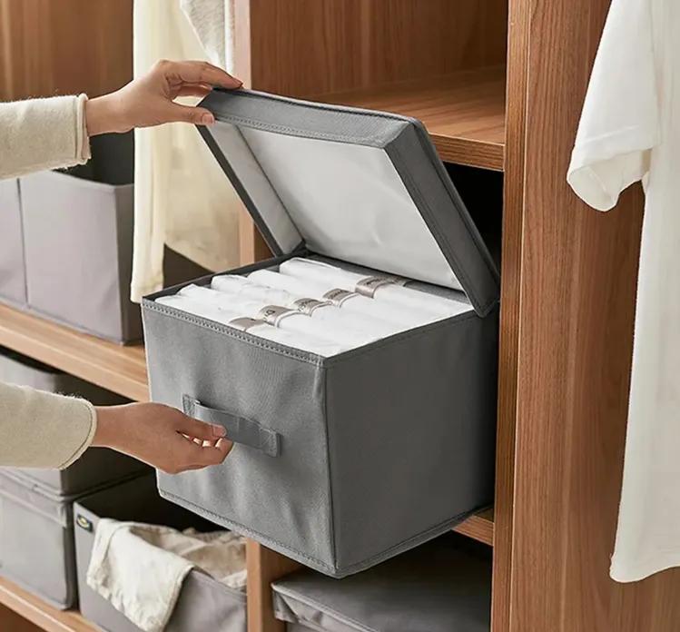 Foldable Storage Box with Lid | Large Capacity Clothes &amp; Closet Organizer