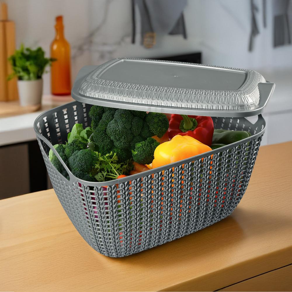 Plastic Vegetable Storage Basket | Ventilated Kitchen Fruit & Vegetable Organizer