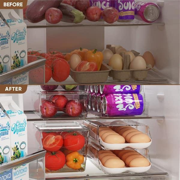 Plastic Egg Container | Stackable Refrigerator Egg Storage Organizer with Lid