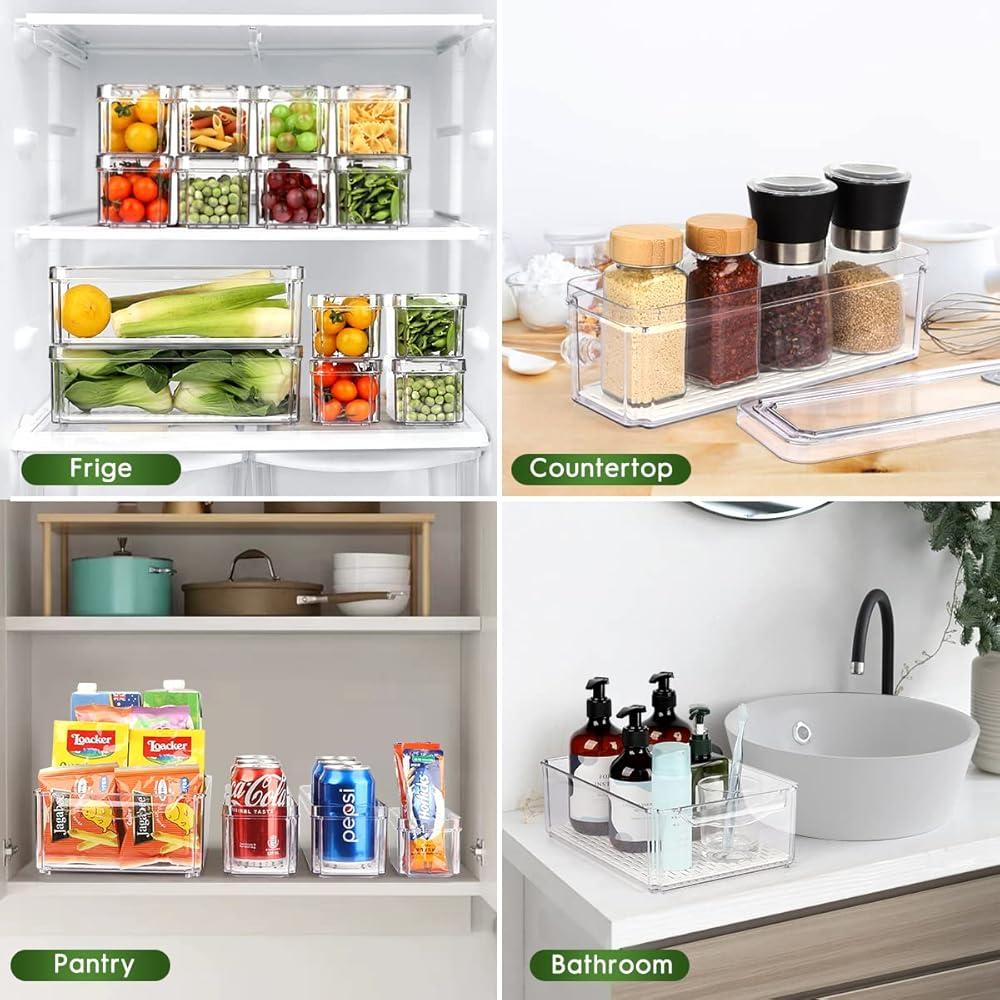 Storage Bin Set | Stackable Multi-Purpose Home & Pantry Organizer