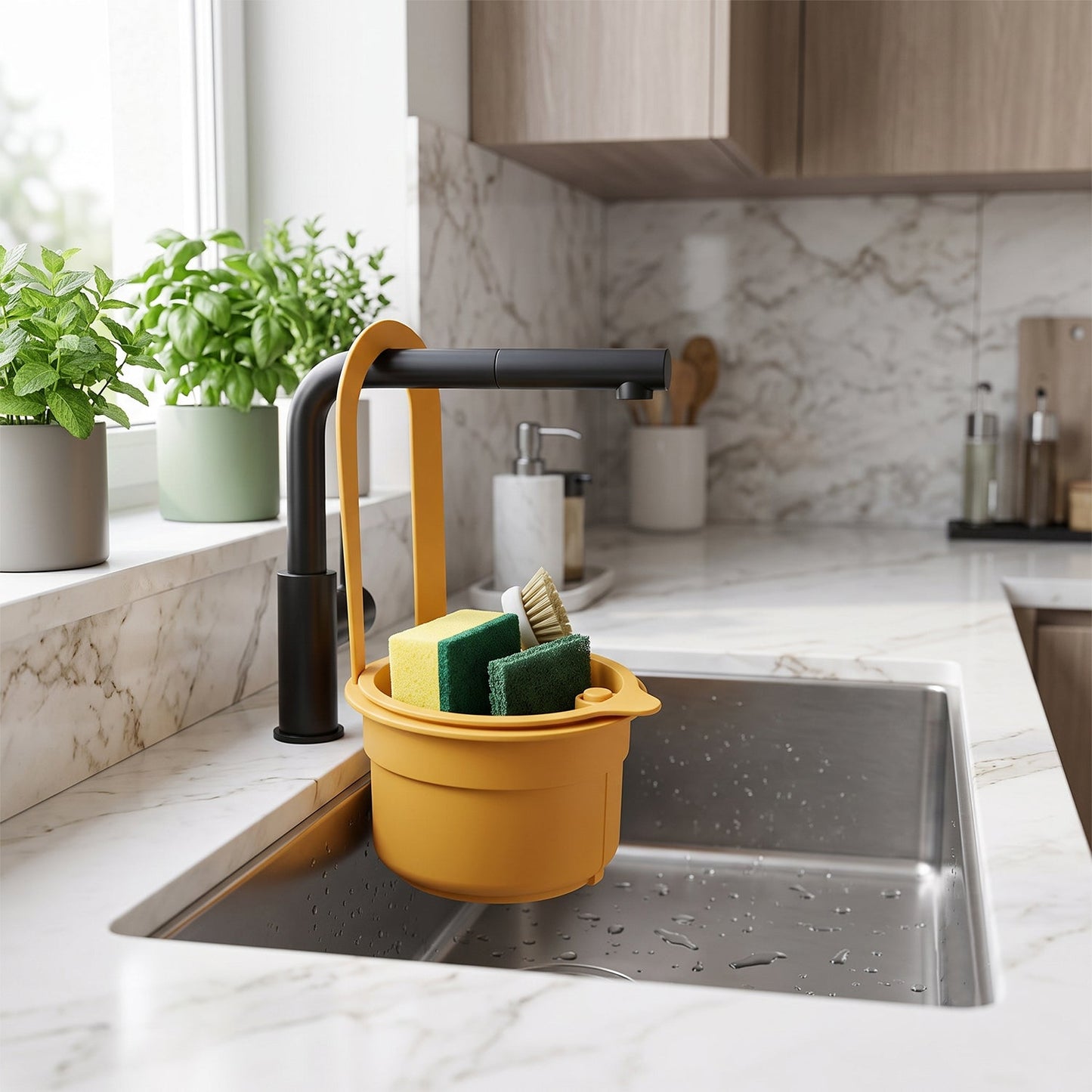 Plastic Hanging Kitchen Sink Drain Basket And Food Strainer With Handle (1 Pc)