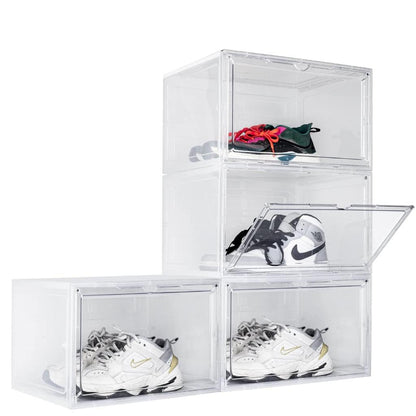Shoe Organizer Box | Stackable Transparent Shoe Storage Box with Front Opening