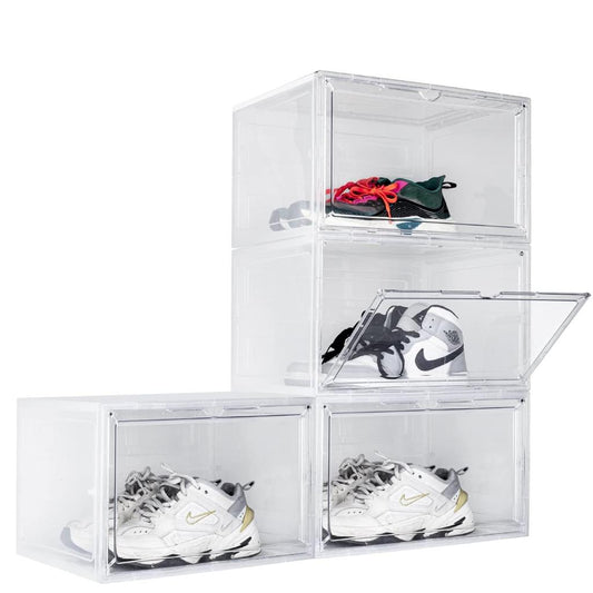 Shoe Organizer Box | Stackable Transparent Shoe Storage Box with Front Opening