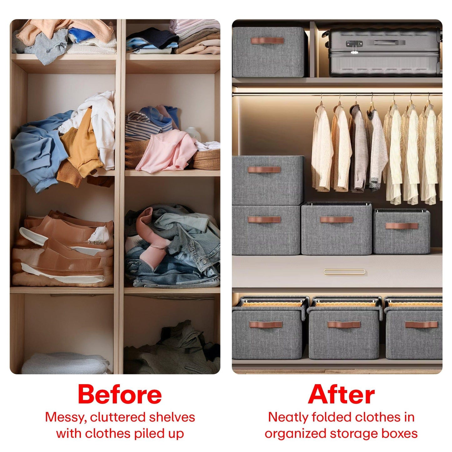 Foldable Storage Box with Lid | Large Capacity Clothes &amp; Closet Organizer