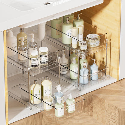 Under Sink Bathroom Organizer | 2-Tier Sliding Cabinet Storage Rack
