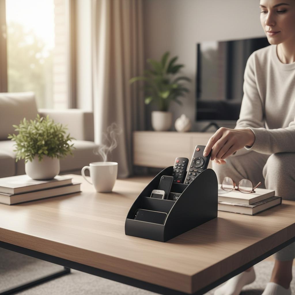Remote Control Holder | Multi-Compartment Remote & Desktop Organizer