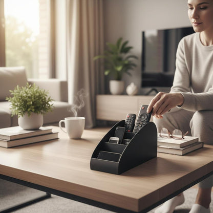 Remote Control Holder | Multi-Compartment Remote & Desktop Organizer