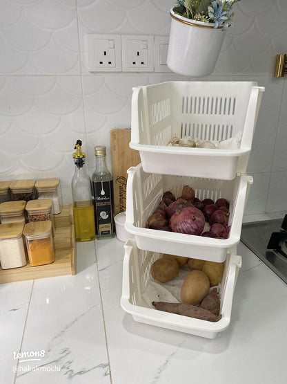 Plastic Vegetable Storage Basket | Ventilated Kitchen Fruit & Vegetable Organizer