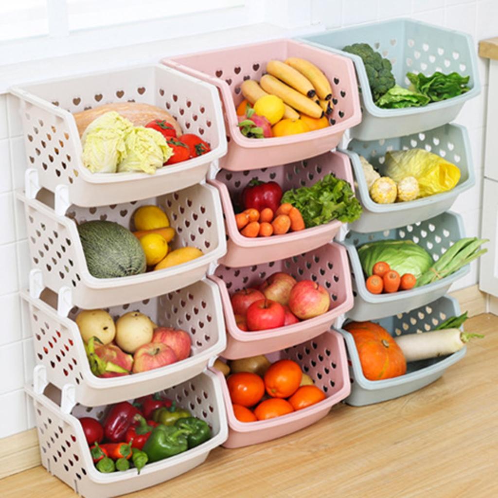Plastic Vegetable Storage Basket | Ventilated Kitchen Fruit & Vegetable Organizer