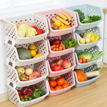 Plastic Vegetable Storage Basket | Ventilated Kitchen Fruit & Vegetable Organizer