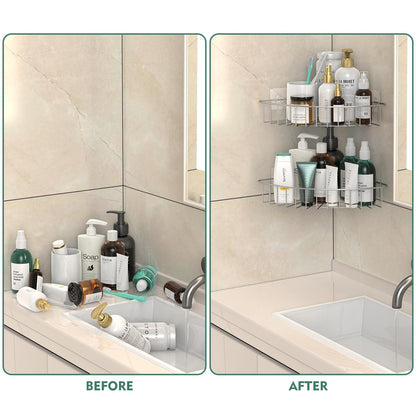 Bathroom Corner Shelf | No-Drill Waterproof Wall Mounted Shower Organizer
