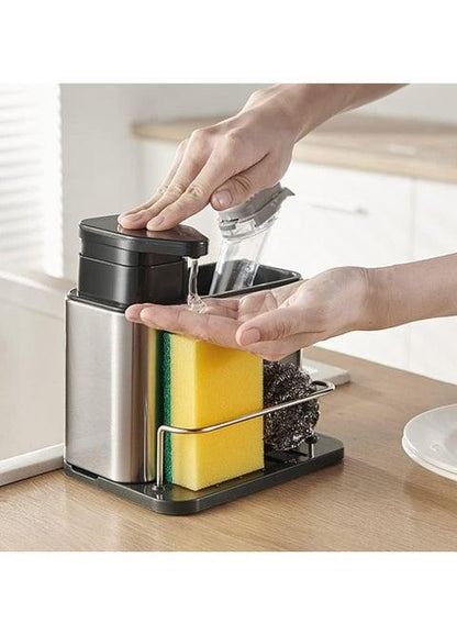 Kitchen Soap Dispenser | 2-in-1 Dishwashing Soap Pump with Sponge Holder