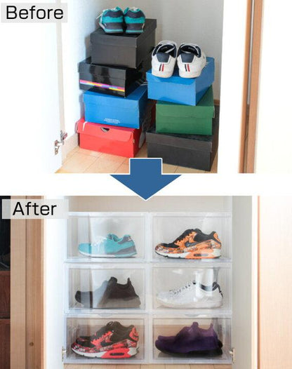 Shoe Organizer Box | Stackable Transparent Shoe Storage Box with Front Opening