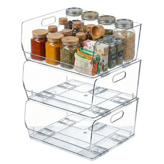 Storage Bin Set | Stackable Multi-Purpose Home & Pantry Organizer