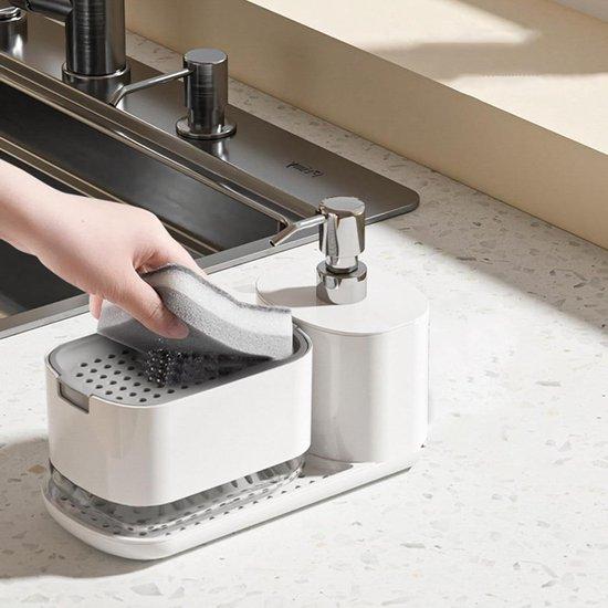 Kitchen Soap Dispenser | 2-in-1 Dishwashing Soap Pump with Sponge Holder