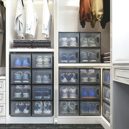 Shoe Organizer Box | Stackable Transparent Shoe Storage Box with Front Opening