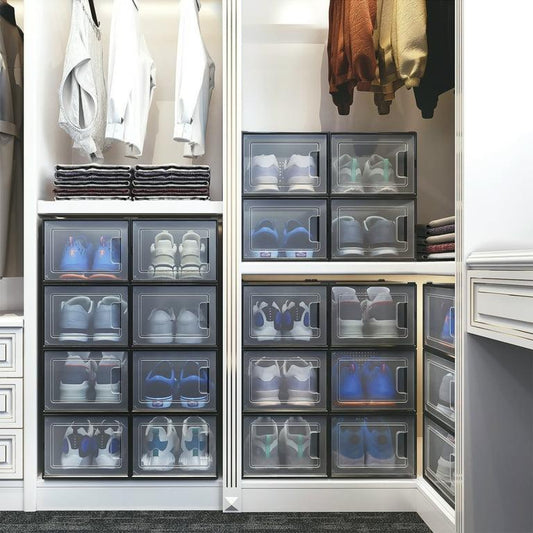 Shoe Organizer Box | Stackable Transparent Shoe Storage Box with Front Opening