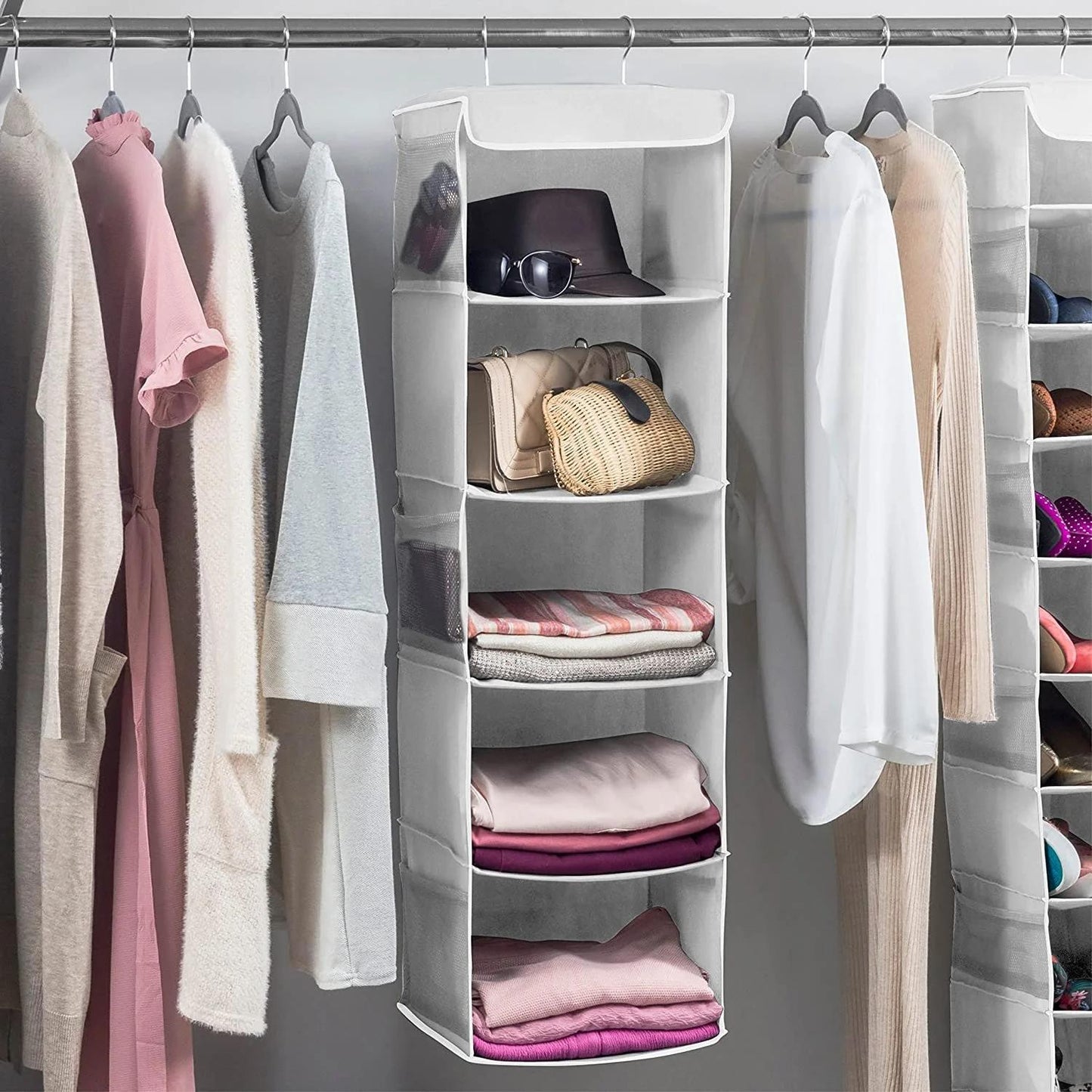 Hanging Closet Organizer | Foldable Multi-Shelf Wardrobe Storage Organizer