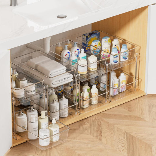 Under Sink Bathroom Organizer | 2-Tier Sliding Cabinet Storage Rack