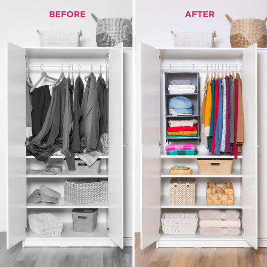 Hanging Closet Organizer | Foldable Multi-Shelf Wardrobe Storage Organizer